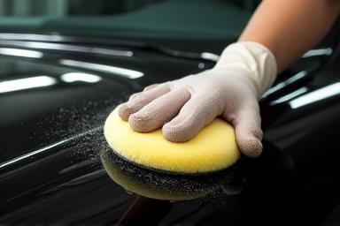 Gros plan sur main polissant une carrosserie